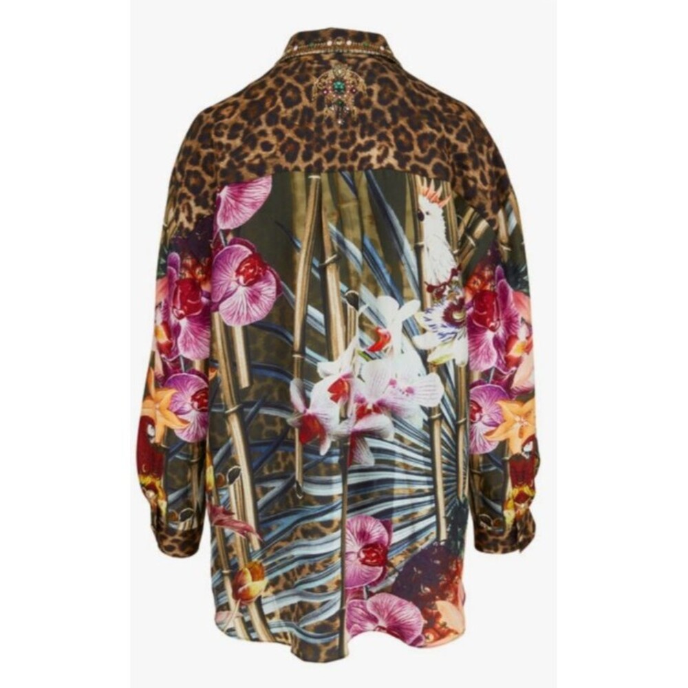 Women's Camilla Silk Passport To Paradise Multicolor Oversized Blouse Size Small - Picture 2 of 16